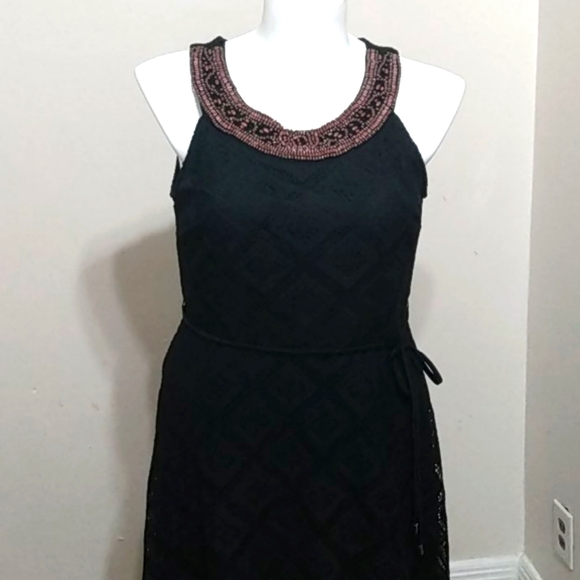 Women's Black Beaded Dress sz 16 - Picture 2 of 7